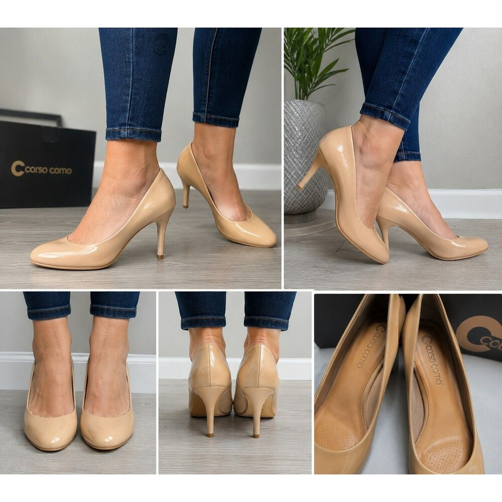 Corso Como Nude Patent Leather Pumps Womens 6.5M Comfort System Classic Heels